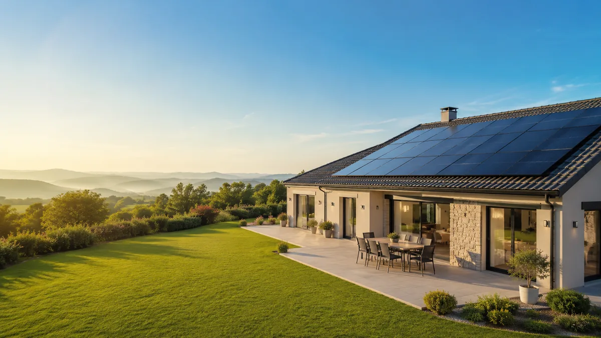 Maison equipee de panneaux solaires photovoltaiques